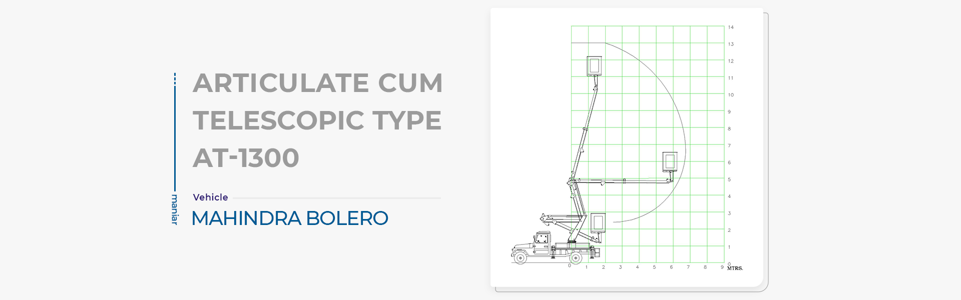 Articulating Telescopic Boom Lift - 13M working height and outreach chart
