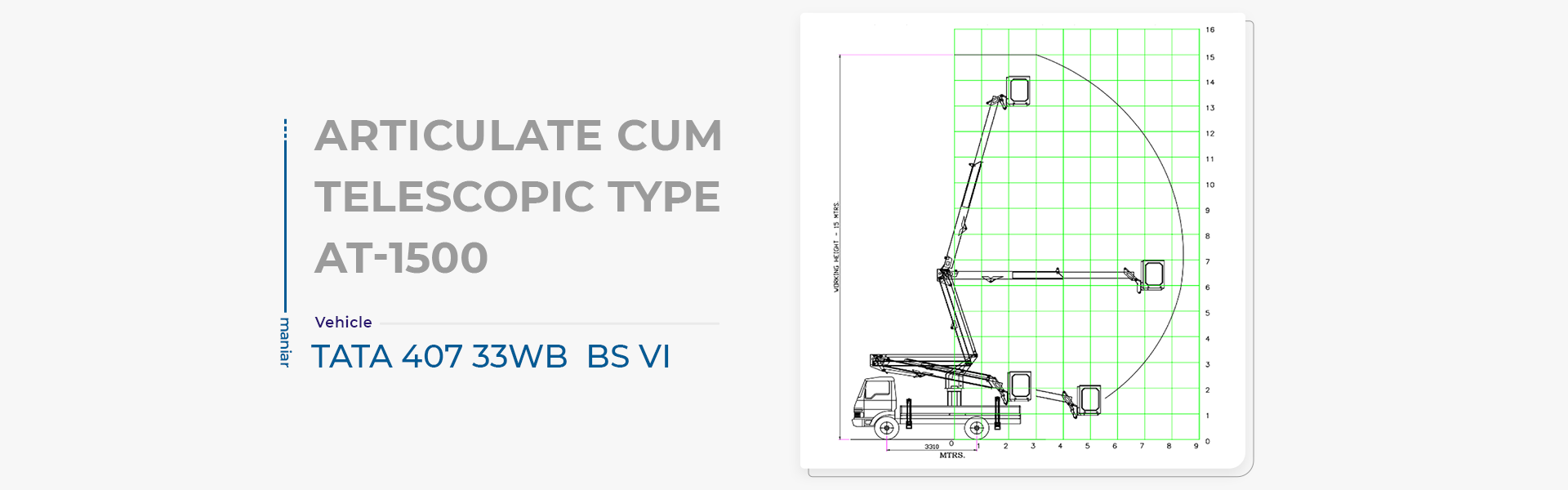 Articulating Telescopic Boom Lift - 15M working height and outreach chart
